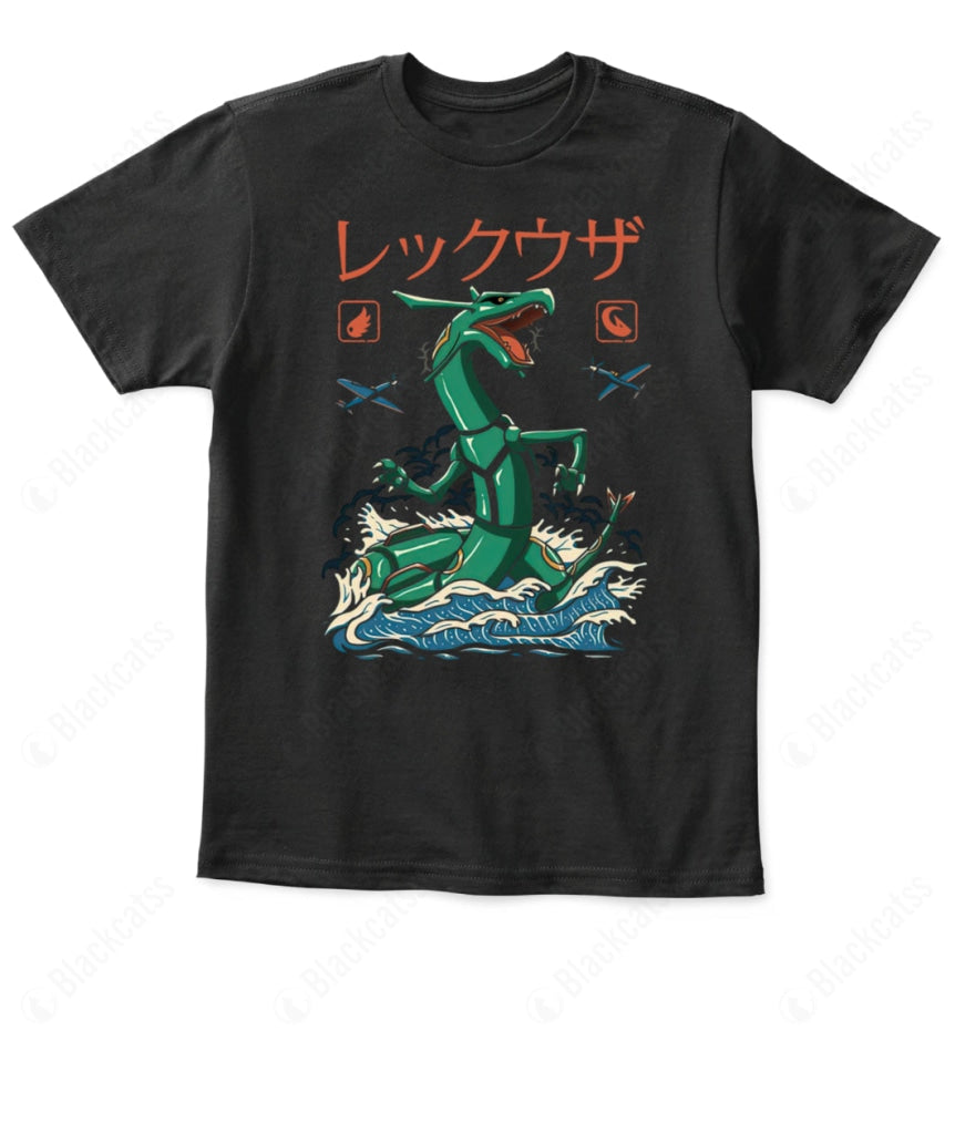 PKM Rayquaza Dragon Flying Kaiju Kid Custom Graphic T-Shirt