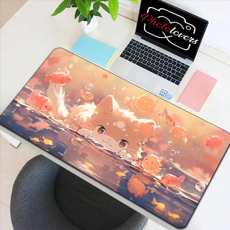 Kawaii Kitty Tech Haven - Cute AI Anime Cat Keyboard and Mouse Mat Collection