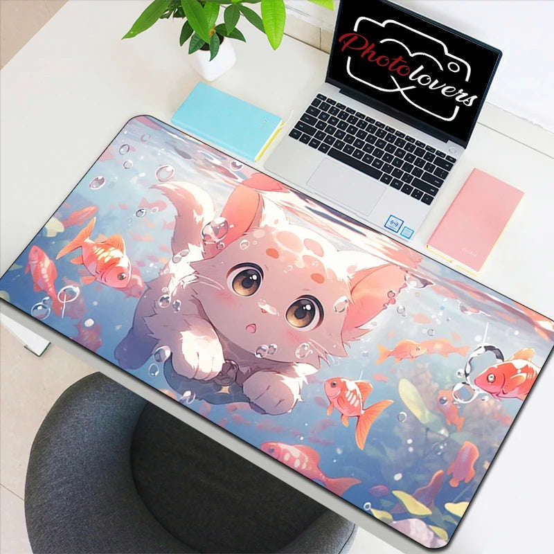 Kawaii Kitty Tech Haven - Cute AI Anime Cat Keyboard and Mouse Mat Collection