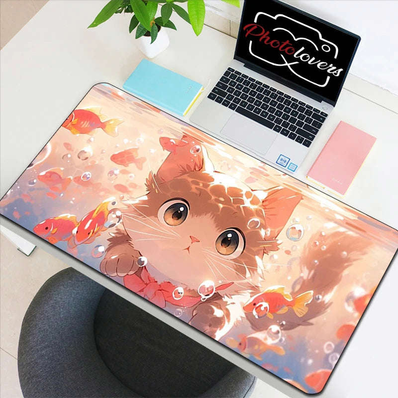Kawaii Kitty Tech Haven - Cute AI Anime Cat Keyboard and Mouse Mat Collection
