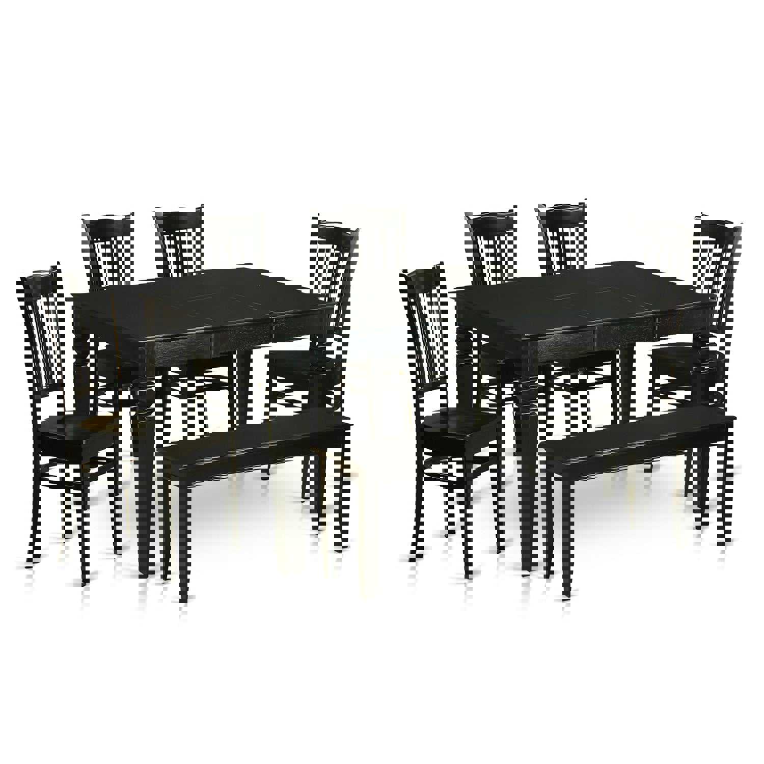 East West Furniture 6-Piece Kitchen Table Set with Butterfly Leaf and Bench, Black