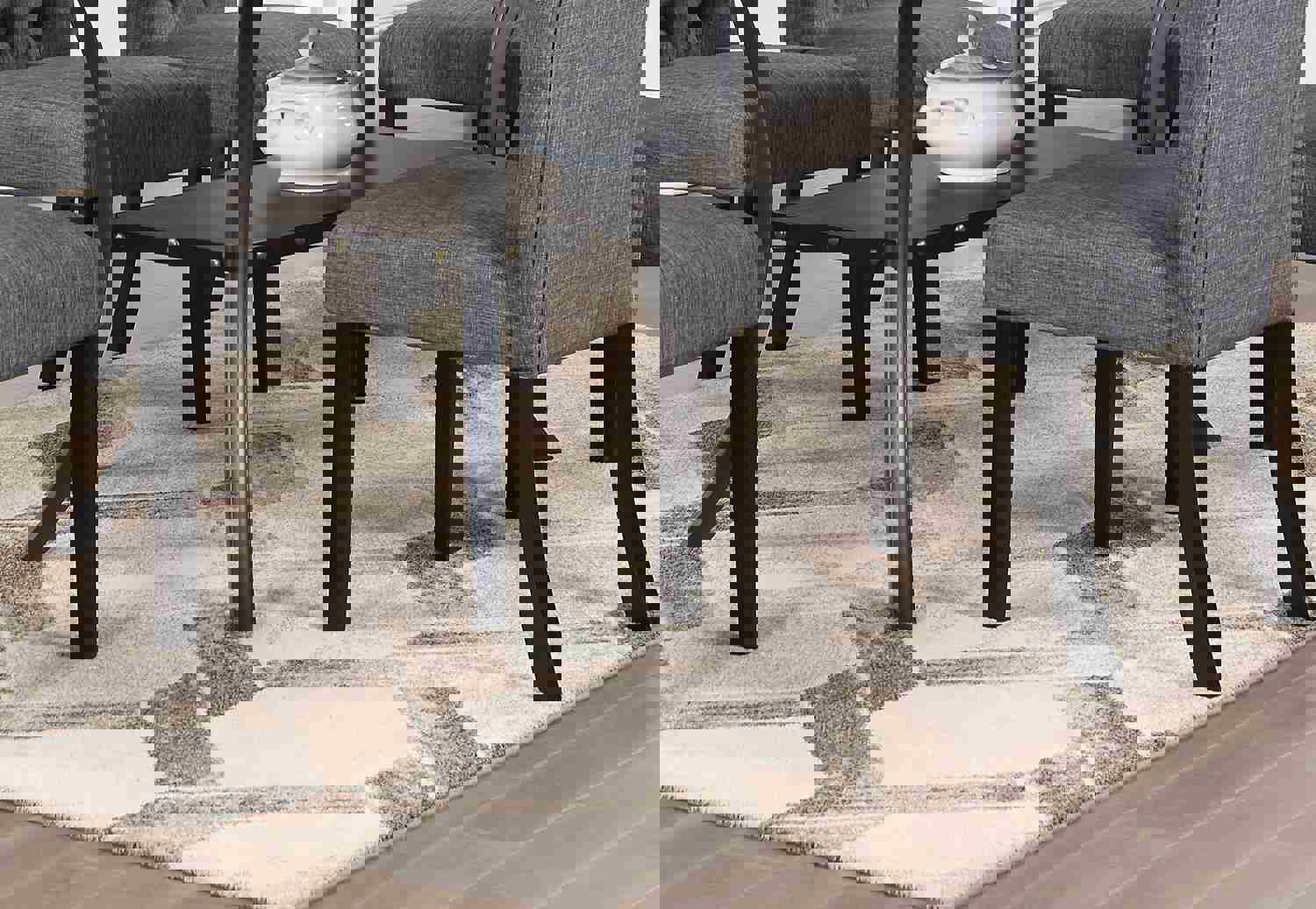 Natural Wooden Rectangular Dining Table with Nailheads and Storage Shelf