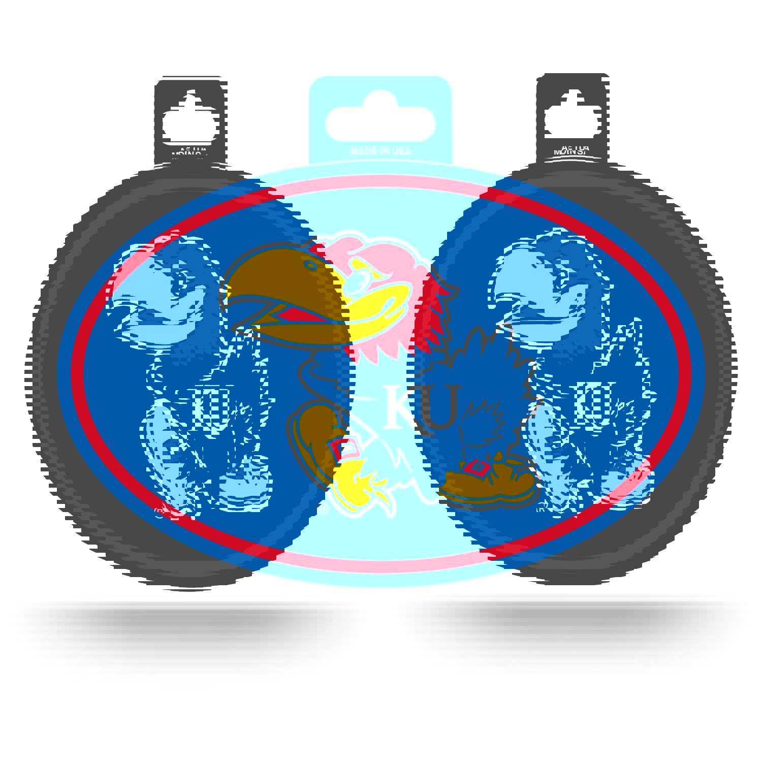 Kansas Jayhawks Oval Vinyl Decal Sticker - 3.75 x 5.75 Inches