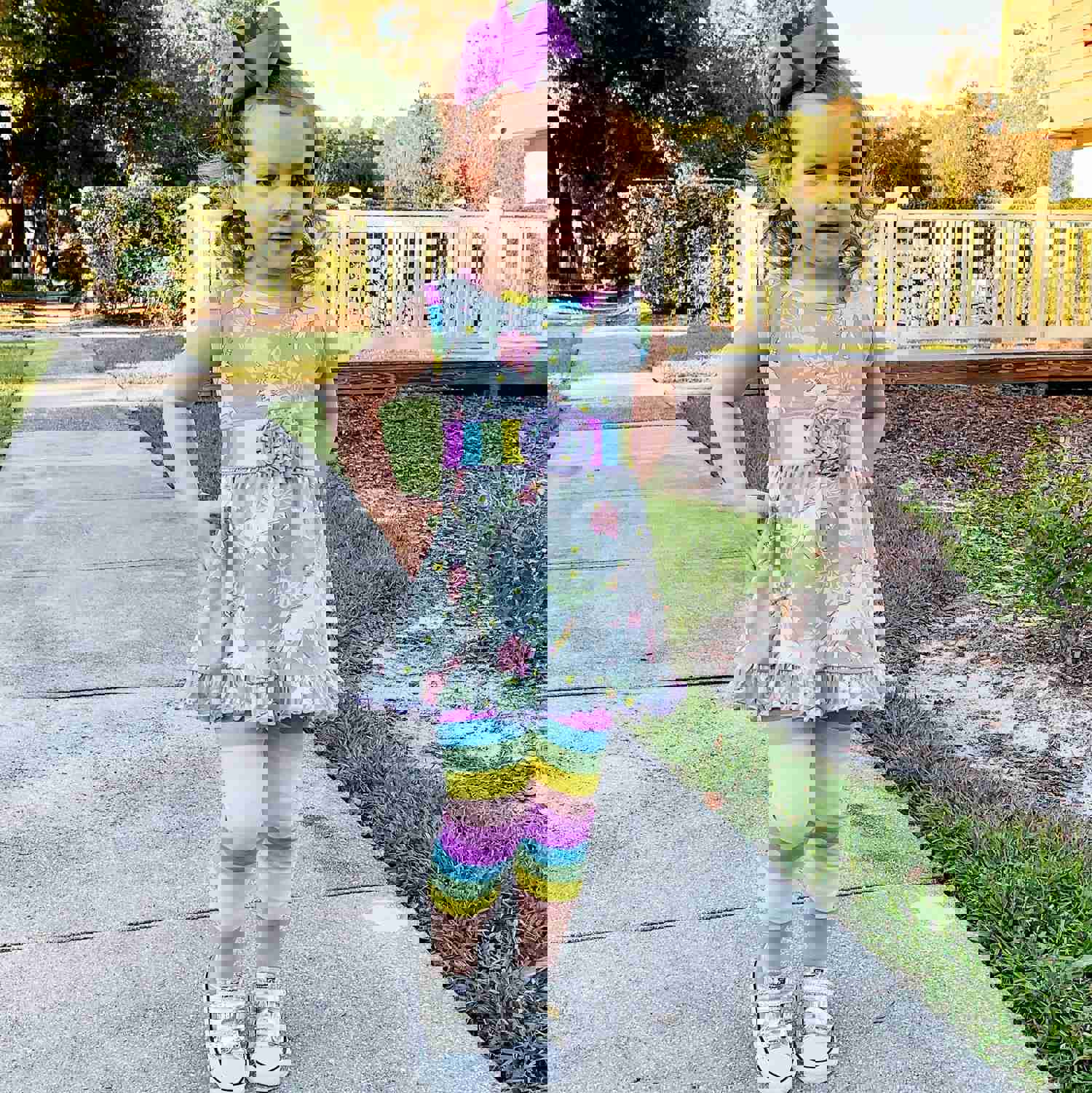 AnnLoren Big Girls Unicorns Rainbow Dress Leggings Boutique Clothing Set