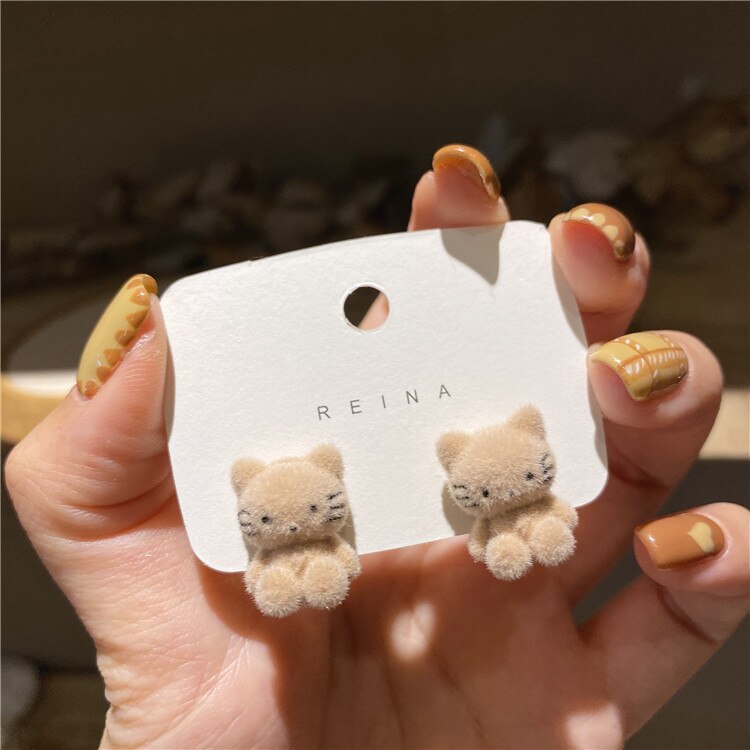 Korea Design Cute Plush Kitten Earrings - Sweet Girl Christmas Gift for Women