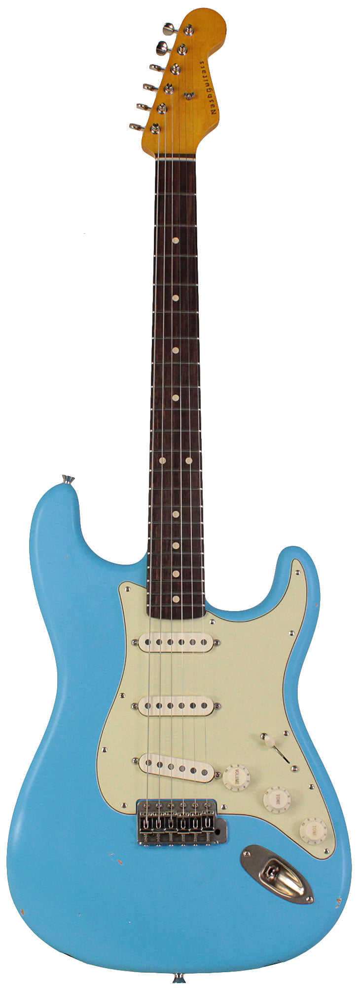 Nash S-63 Guitar, Daphne Blue, Light Aging - Vintage Strat Model with Modern Features
