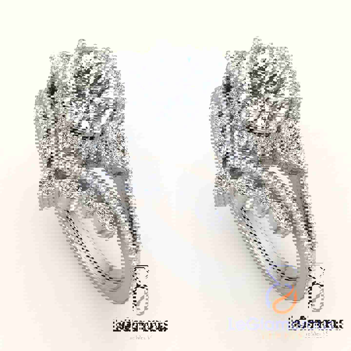 Round Halo Lab Grown Bridal Sets Engagement Ring For Wedding Gift