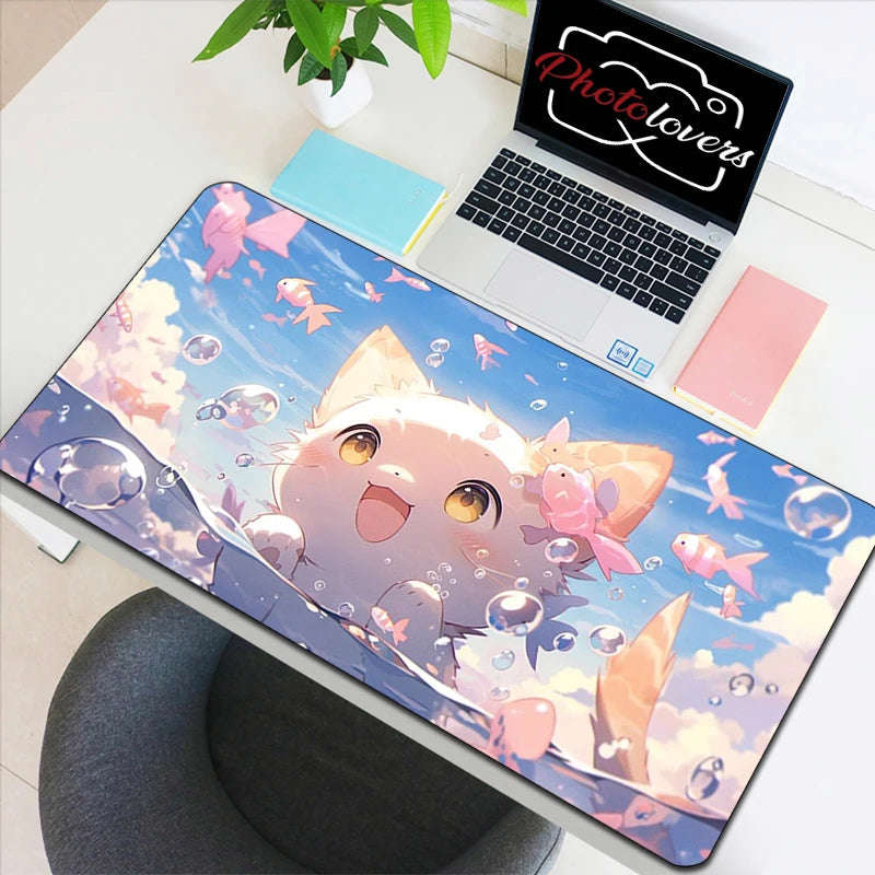 Kawaii Kitty Tech Haven - Cute AI Anime Cat Keyboard and Mouse Mat Collection
