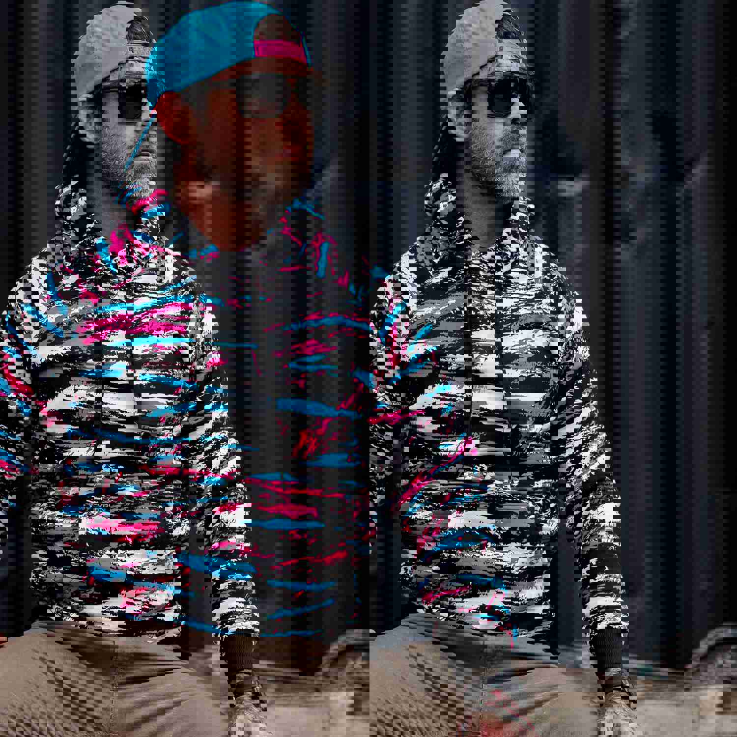 Men's Classic Midweight Hoodie - Spring Break Tiger Stripe Camo