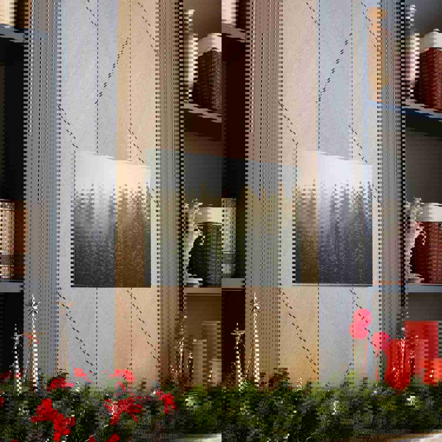 Misty Pine Tree Forest Nature Wilderness Photography Canvas Wall Art for Home Decor