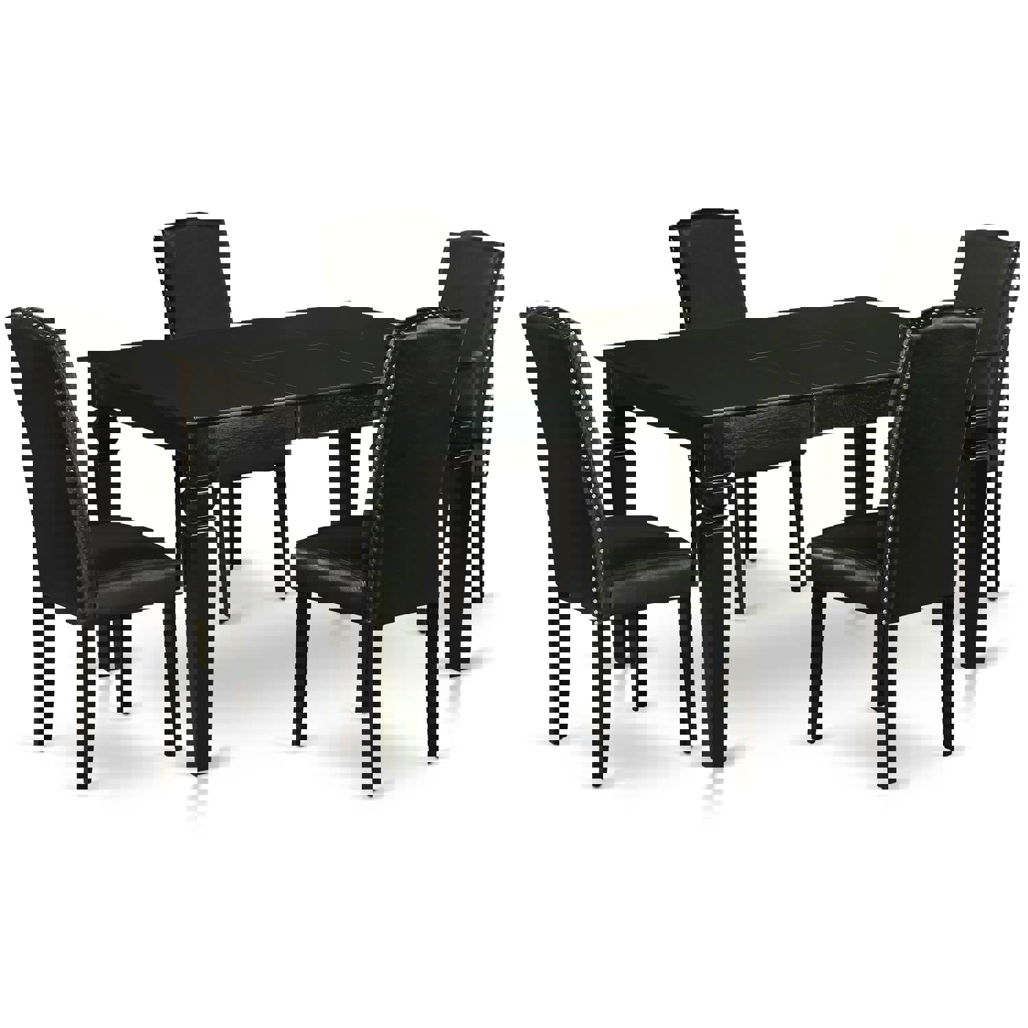 East West Furniture WEEN5-BLK-69 5 Piece Modern Dining Table Set with Black Faux Leather Chairs