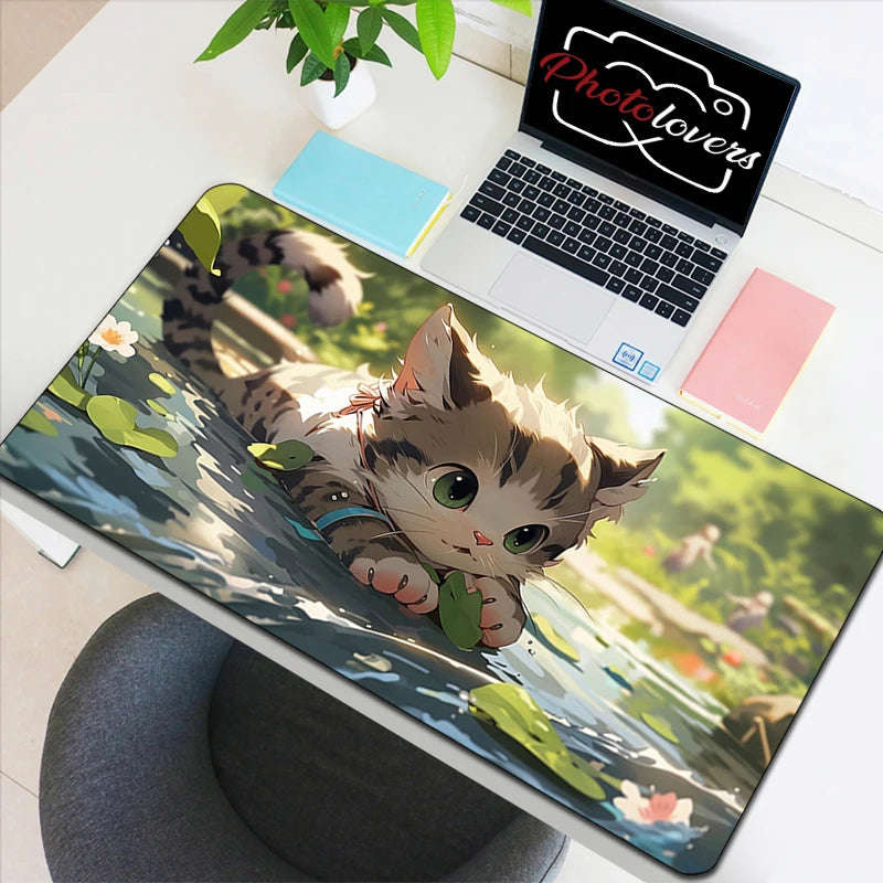 Kawaii Kitty Tech Haven - Cute AI Anime Cat Keyboard and Mouse Mat Collection