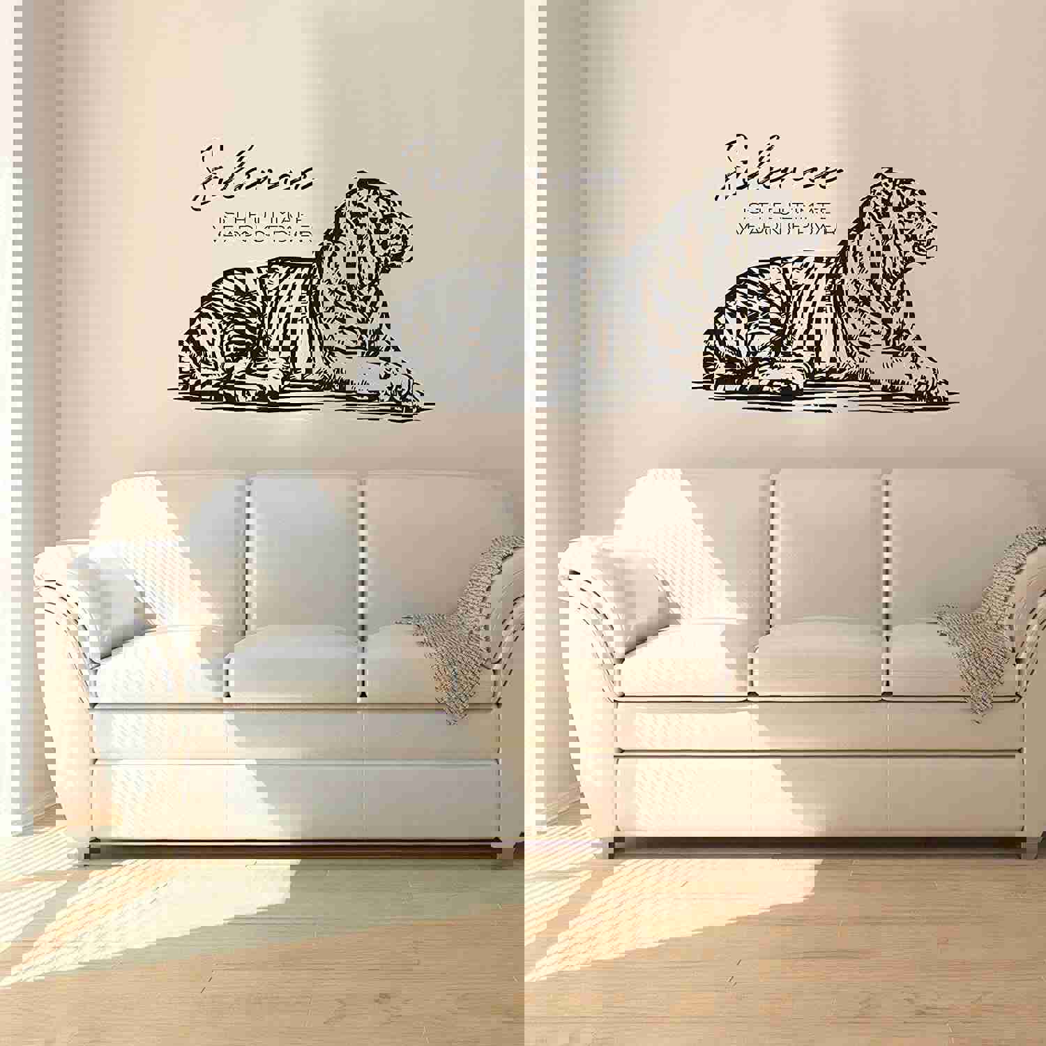 Animal Life Quote Vinyl Wall Sticker Decal - Silence Tiger Tigers Motivation Quote