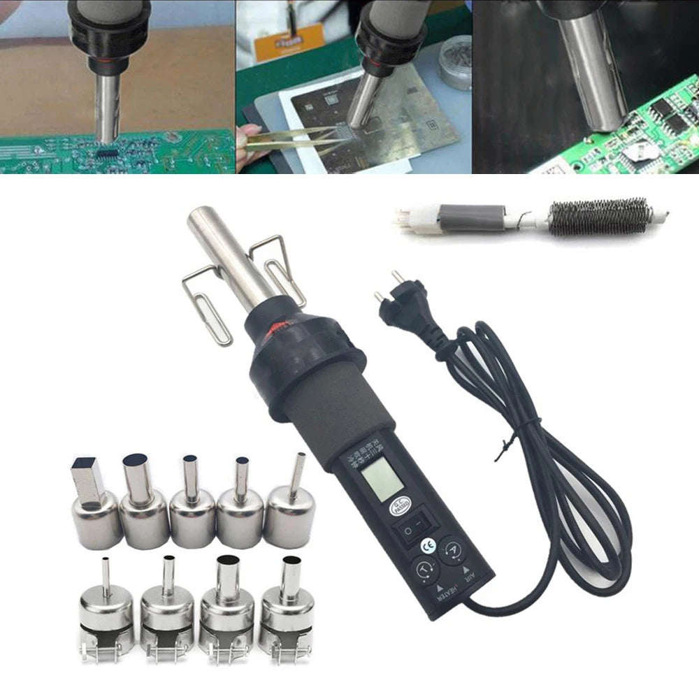 450W Soldering Hot Air Gun with 9pcs Wind Nozzle - Electronic Heat Tool for SMD SOIC CHIP BGA
