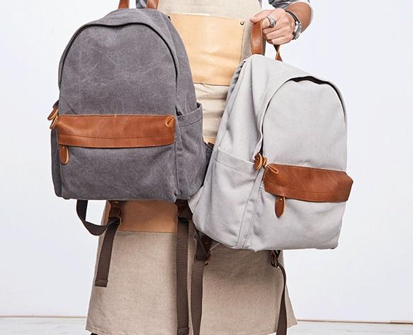 Cool Canvas Gray Mens Backpack - Durable Travel & School Bag