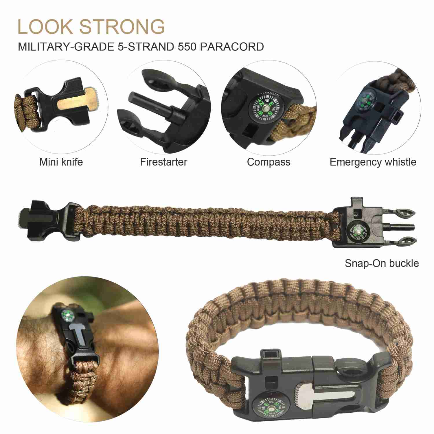 AGEAR 14-in-1 Survival Gear Kit with Tactical Knife, Fire Starter, and Emergency Blanket for Outdoor Adventures