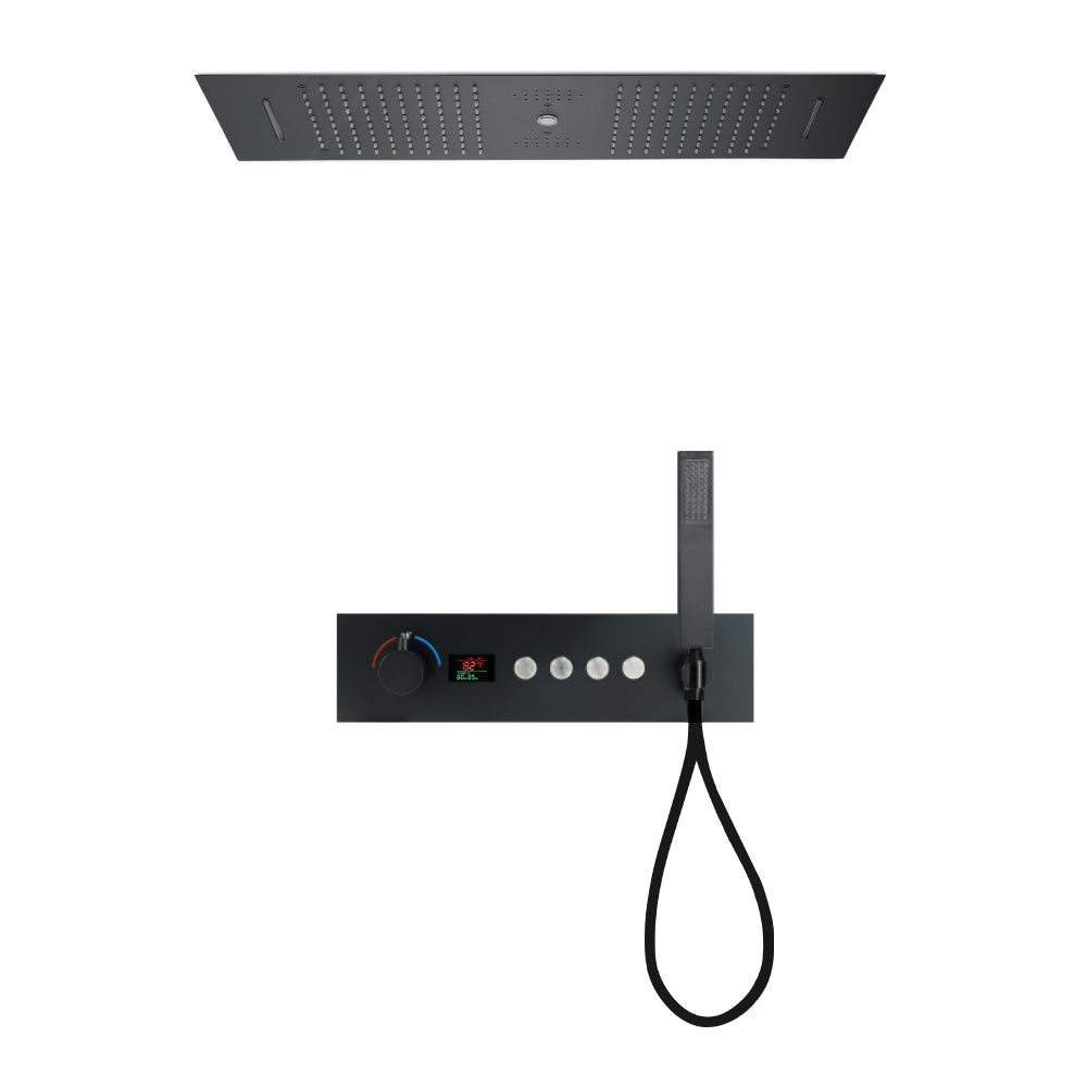 Niagara 36 Complete Luxury Thermostatic LED Music Shower Set with Waterfall Rainfall Water Column Functions