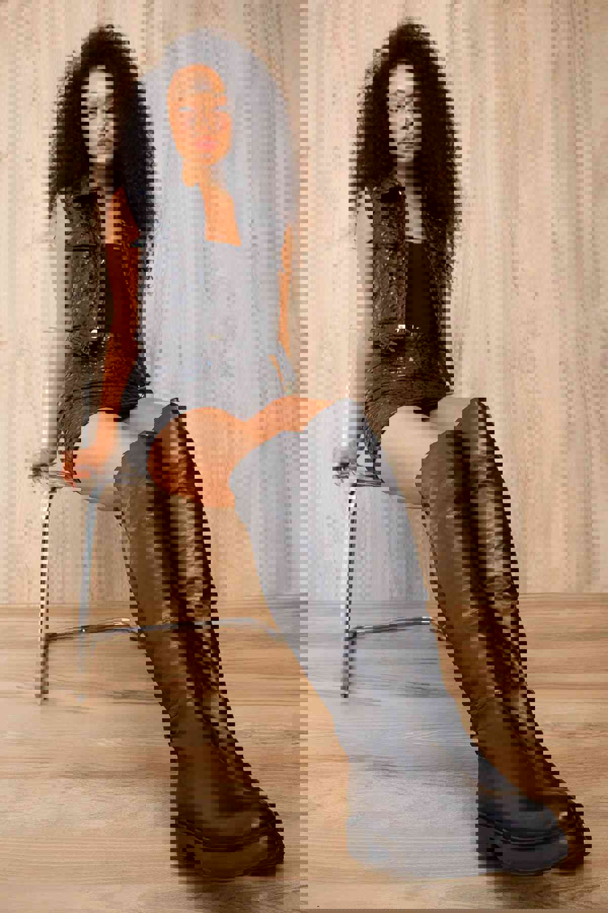 Harmony Belle Black Leather Knee High Women Boot