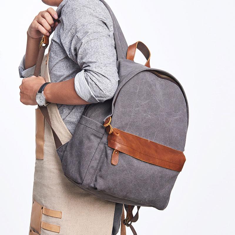 Cool Canvas Gray Mens Backpack - Durable Travel & School Bag