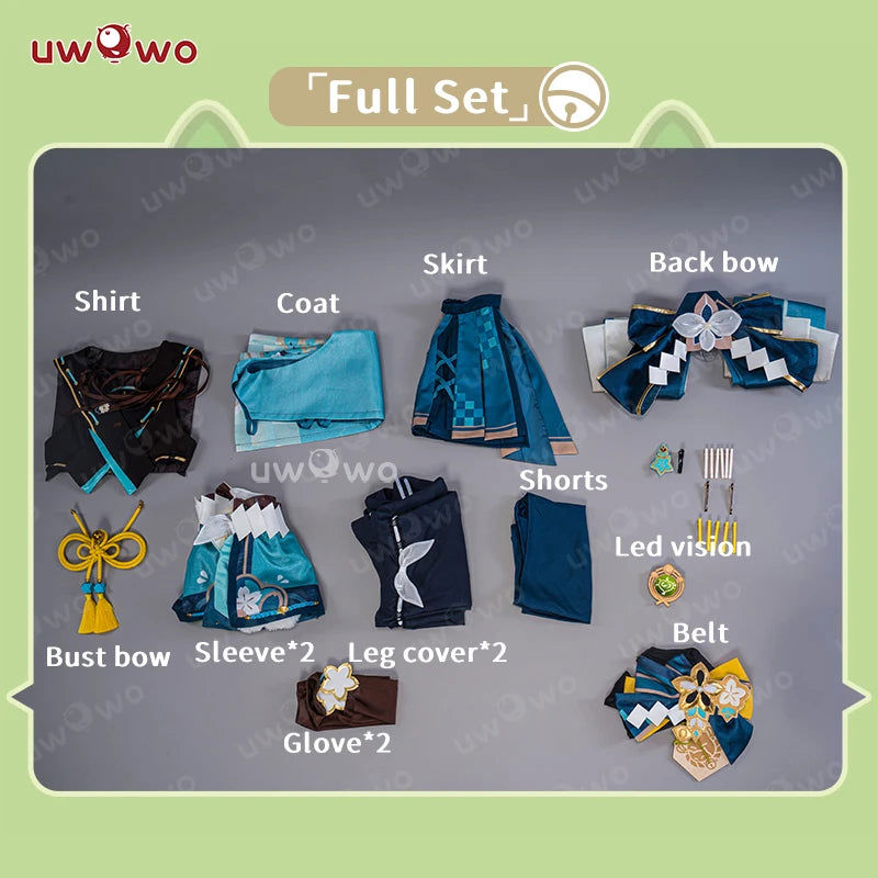 UWOWO Kirara Cosplay Costume with Cat Tail Ears for Genshin Impact Fans