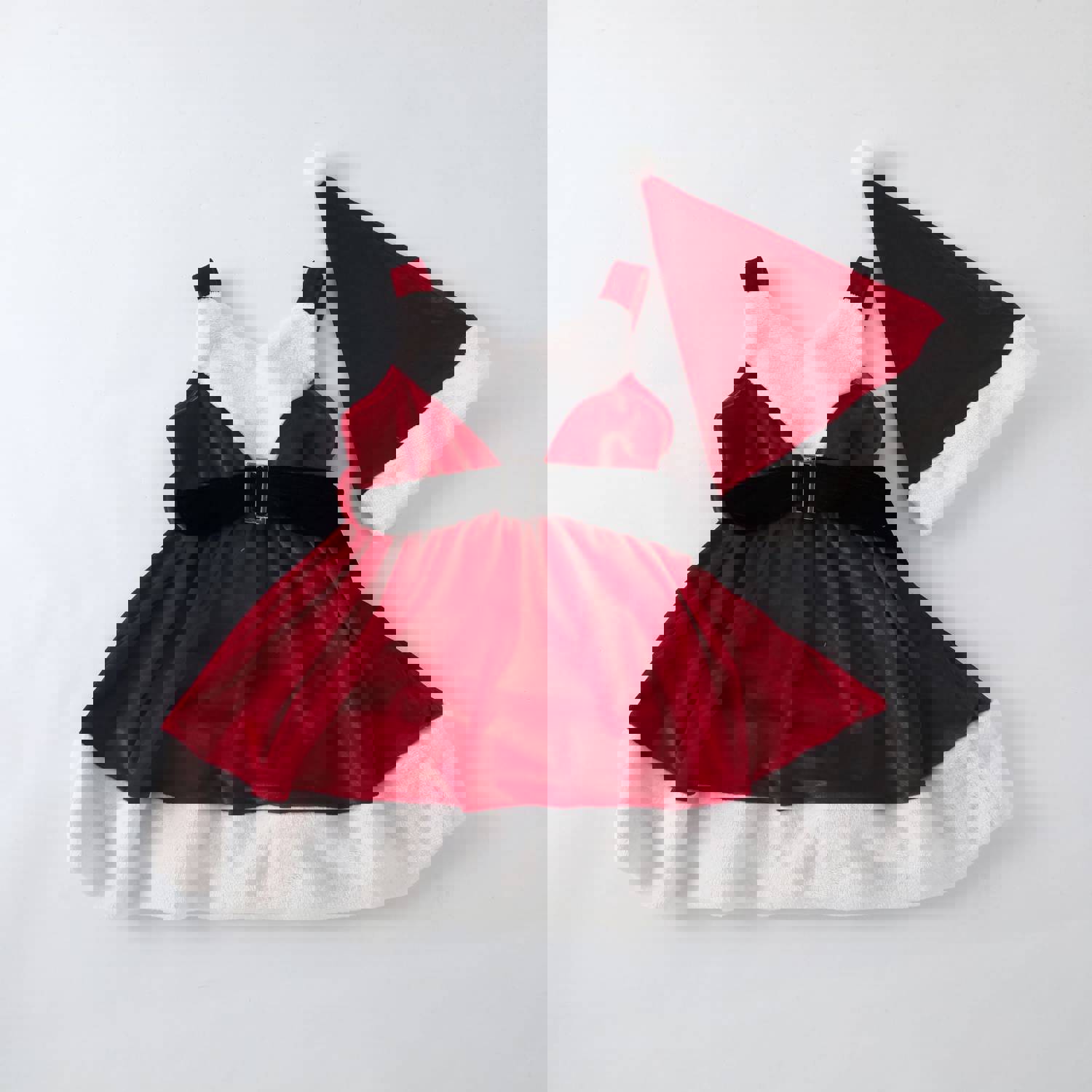 12M-5Y Toddler Girls Christmas Belt Lace Wine Red Dress & Hat Set