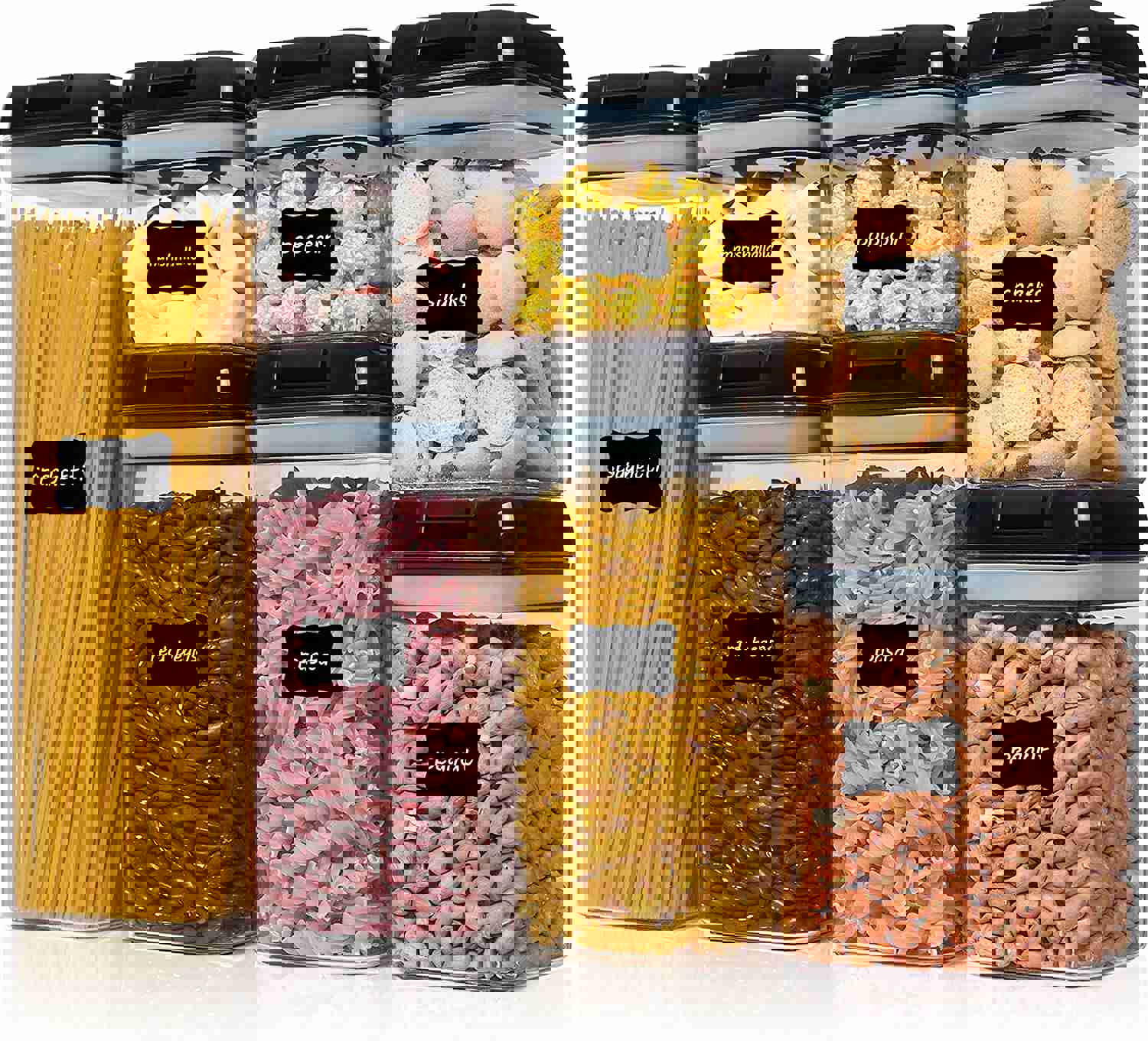 iPEGTOP Airtight Food Storage Containers, 7-Piece BPA-Free Plastic Kitchen Pantry Organizers with Easy Lock Lids