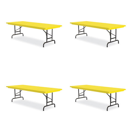 Correll Adjustable Folding Tables Rectangular 60x30x22 To 32 Yellow Top Black Legs