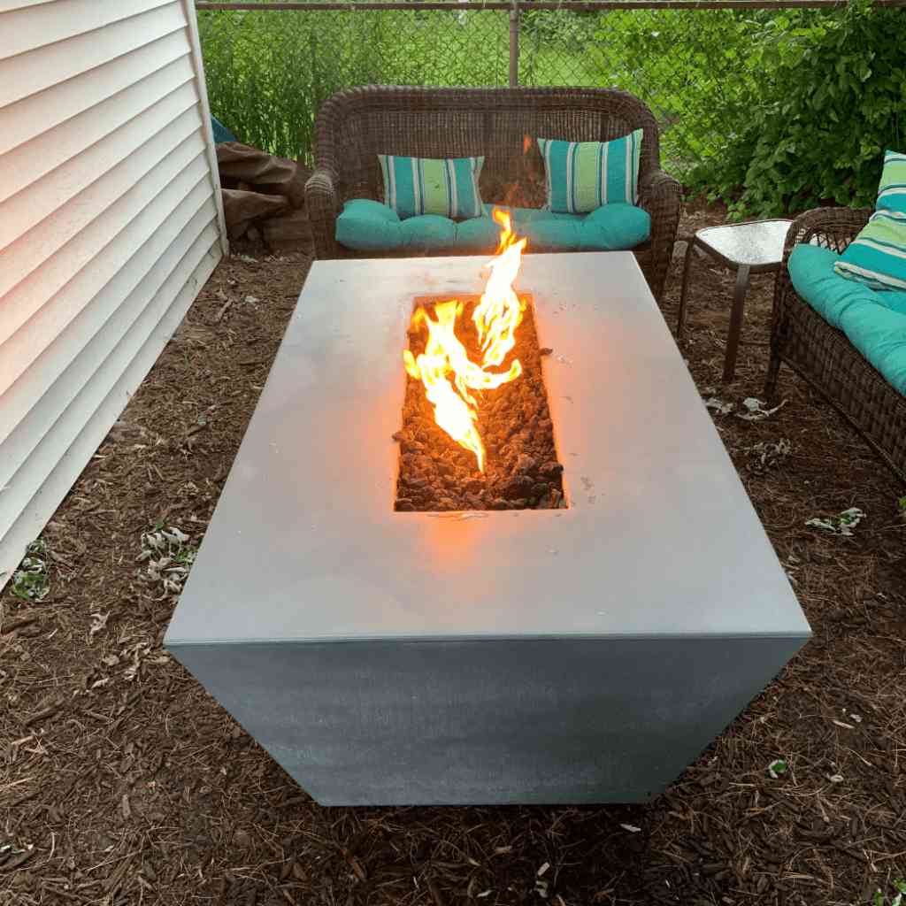 The Outdoor Plus 60 Angelus GFRC Concrete Rectangle Natural Gas Fire Pit