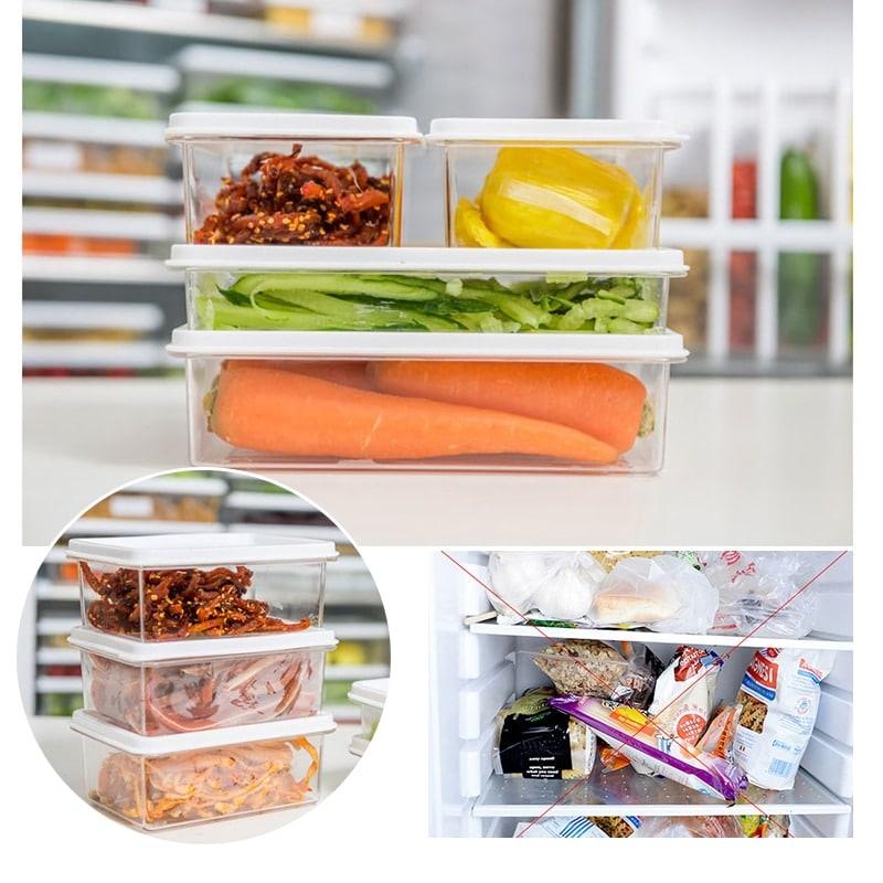 Food Storage Organizer Container with Lid - Transparent/White (S/M/L)