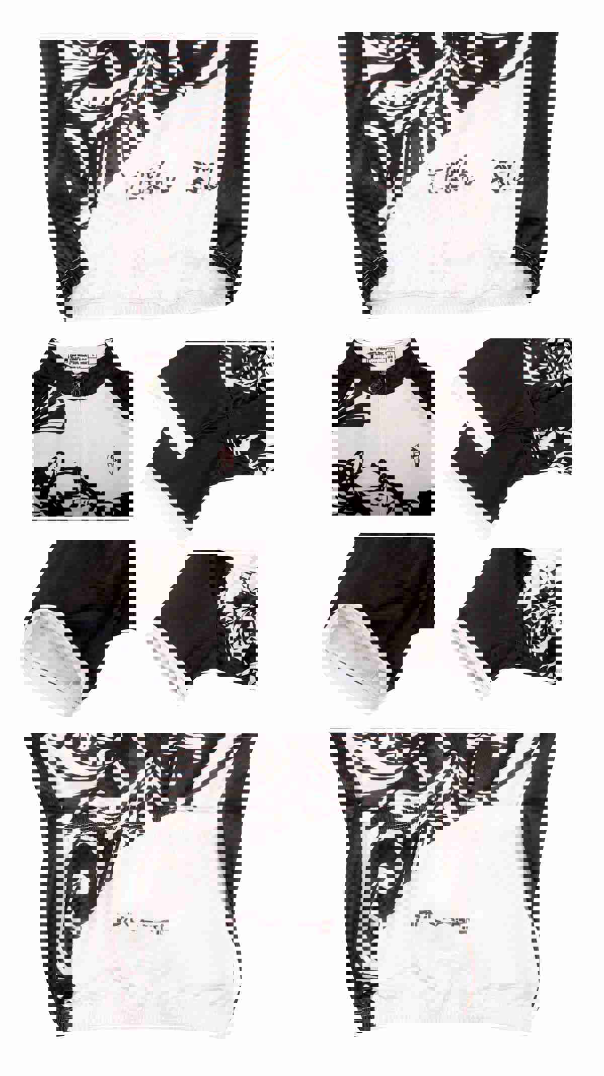 Ilpaladino Traditional Japanese Samurai Cycling Sport Jersey - Breathable Black & White Quick Dry Short-Sleeve Biking Shirt for Men