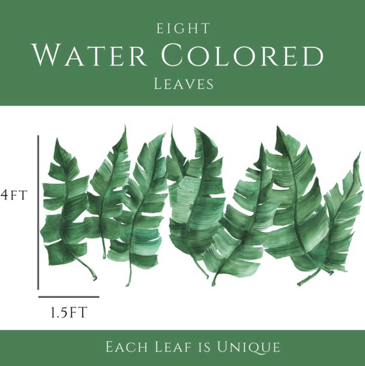 Sage Green Leaves Fabric Nursery Wall Art Decals