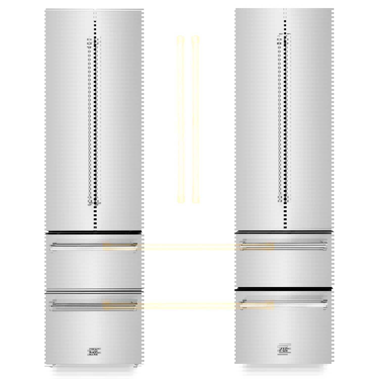 ZLINE 36 In. Autograph 22.5 cu. ft. Refrigerator with Ice Maker in Fingerprint Resistant Stainless Steel and Gold Accents