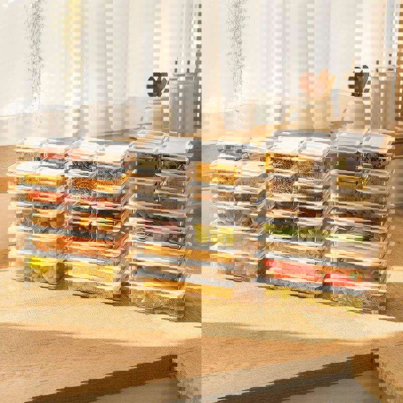 Food Storage Organizer Container with Lid - Transparent/White (S/M/L)