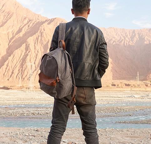 Cool Canvas Gray Mens Backpack - Durable Travel & School Bag