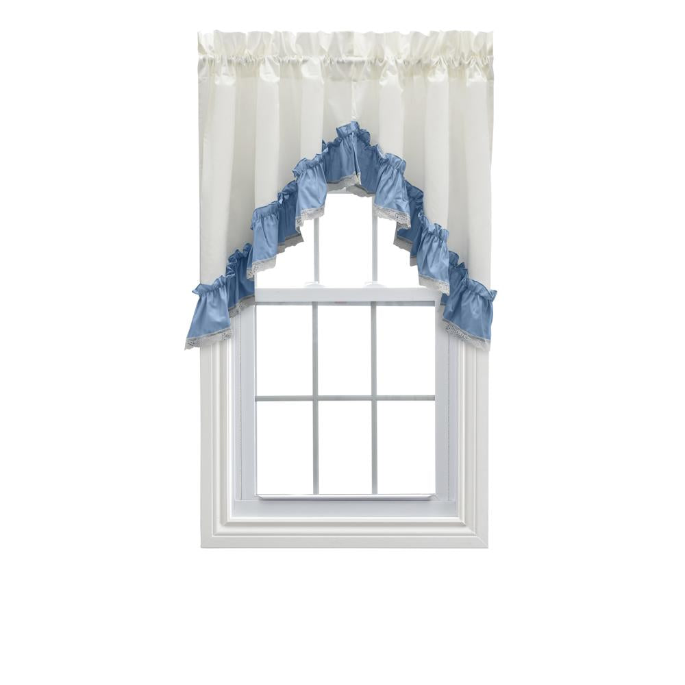 Ellis Curtain Madelyn Ruffled Victorian Swag for Windows with Lace Edge