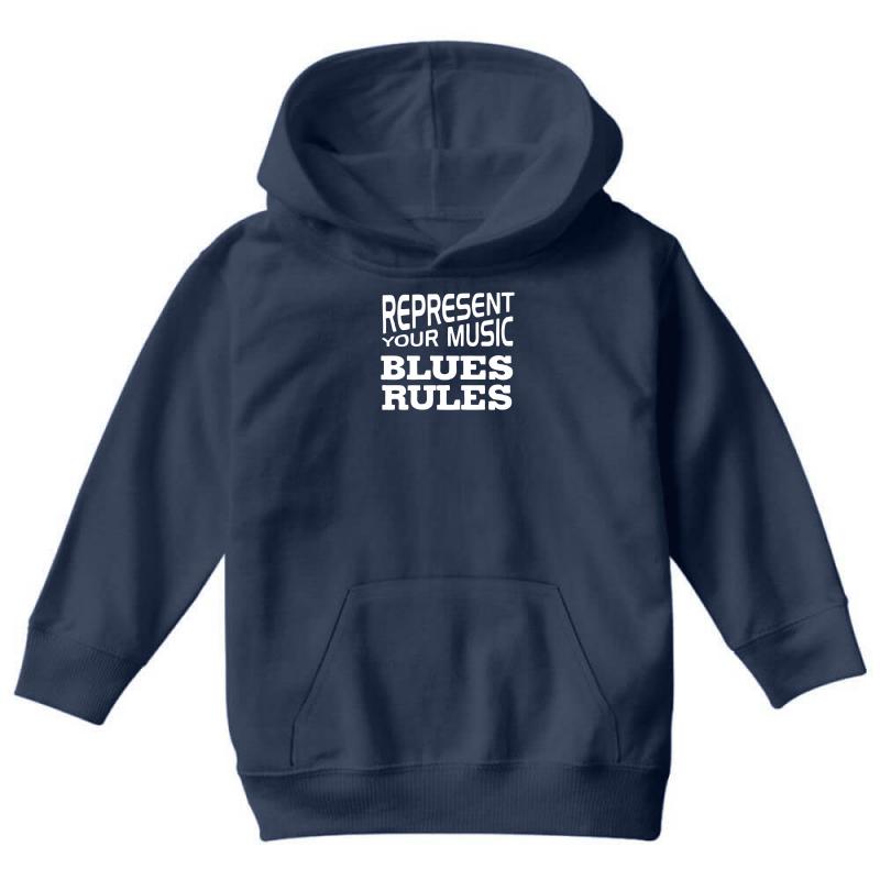 Blues Rules Youth Hoodie by MDK ART