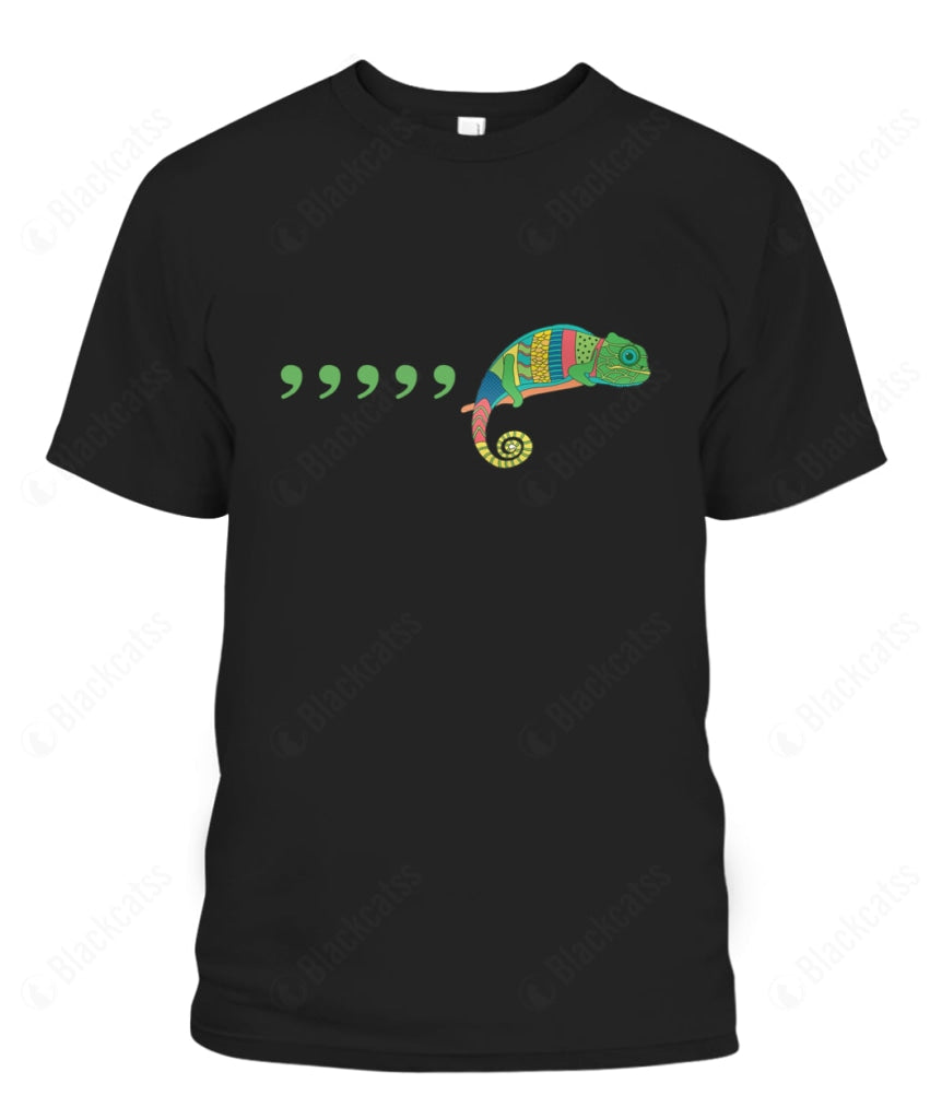 Comma Comma Comma Comma Chameleon | Funny Grammar English Teacher Reading Custom Graphic T-Shirt