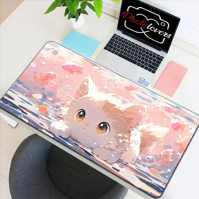Kawaii Kitty Tech Haven - Cute AI Anime Cat Keyboard and Mouse Mat Collection