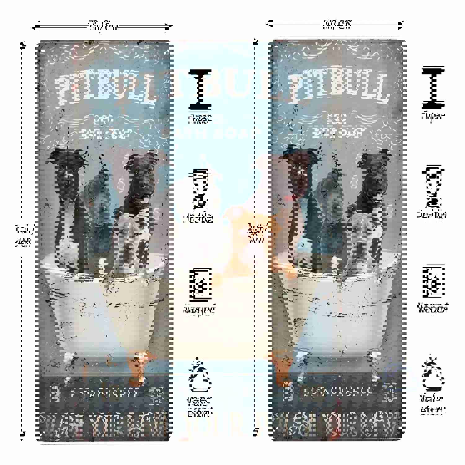 1pc Pitbull Metal Sign - Vintage Beagle Dog Bathroom Decor, Retro Aluminum Tin Sign for Kitchen, Home, Office, Bar, Cafe (8X12 Inch)