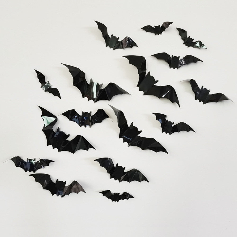 CYNDIE 80PCS Halloween Bat Print Wall Stickers for Spooky Room Decoration