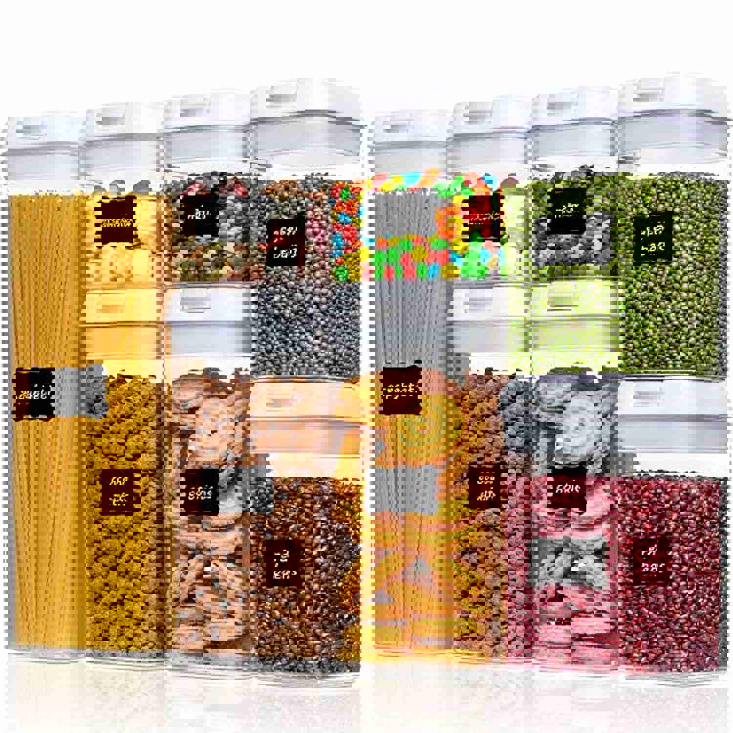 iPEGTOP Airtight Food Storage Containers, 7-Piece BPA-Free Plastic Kitchen Pantry Organizers with Easy Lock Lids