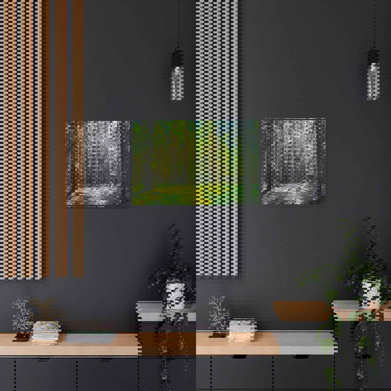 Sunlight Green Forest Tree Nature Wilderness Photography Canvas Wall Art for Home Decor