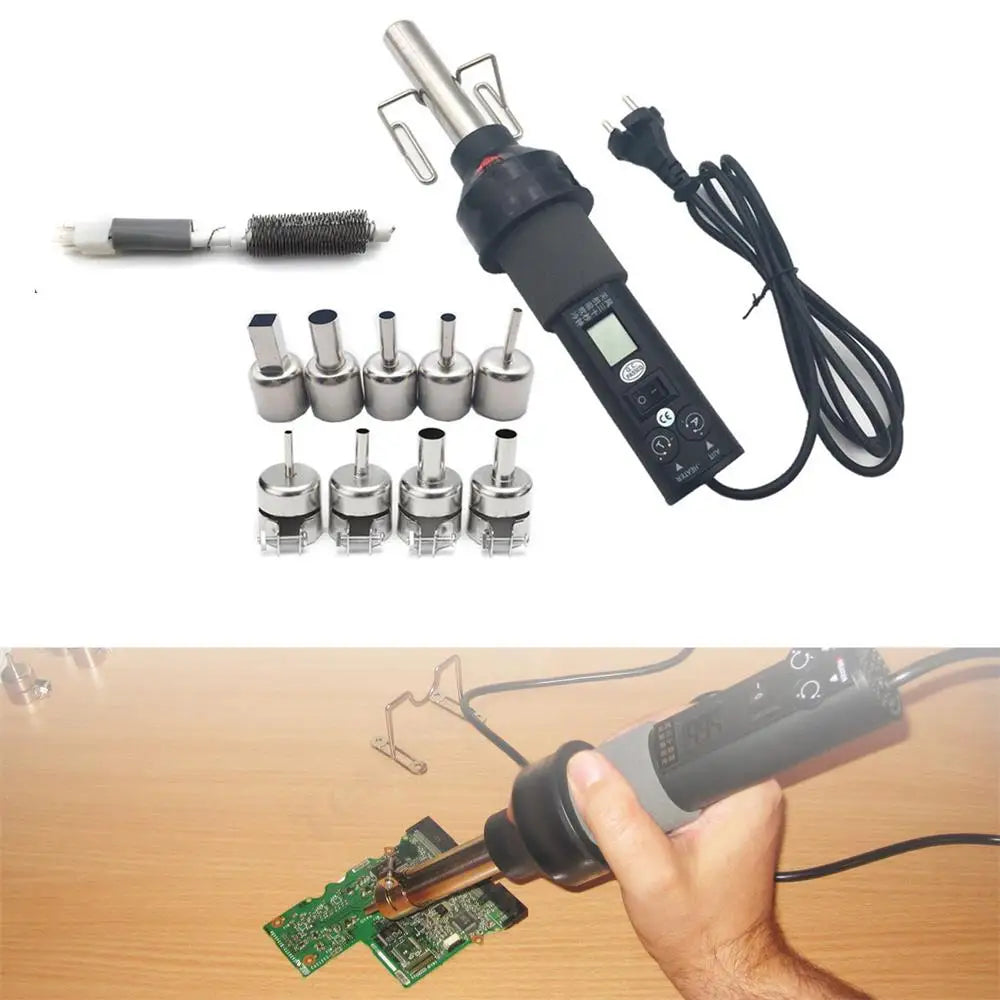 450W Soldering Hot Air Gun with 9pcs Wind Nozzle - Electronic Heat Tool for SMD SOIC CHIP BGA