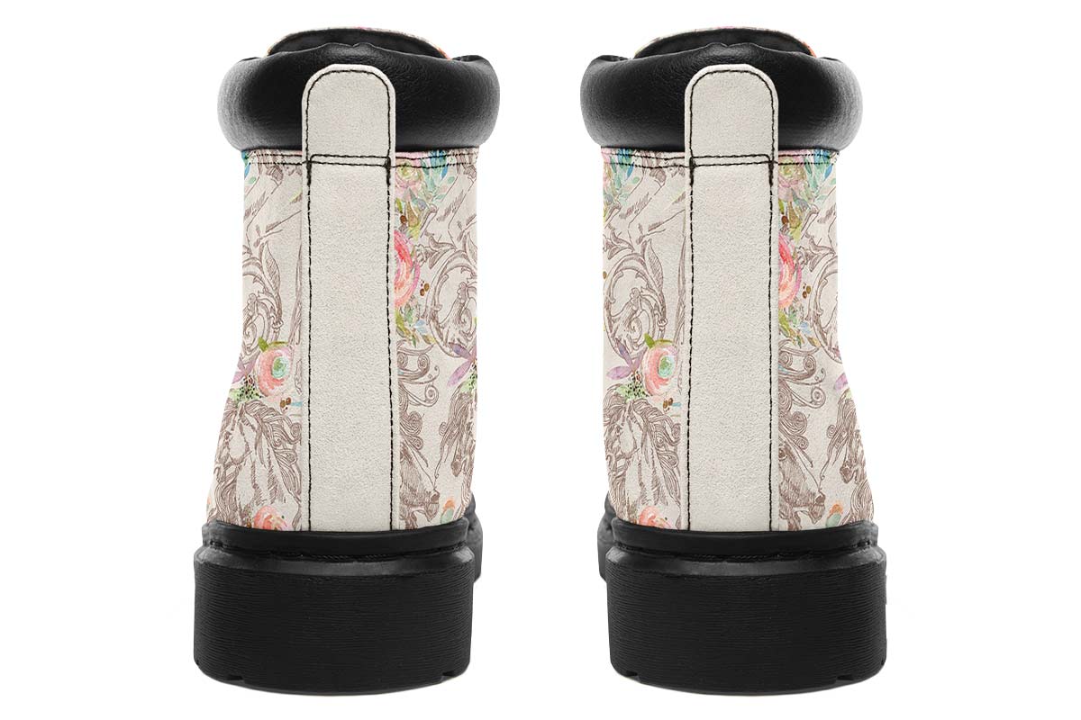 Floral Horse Classic Vibe Boots - Custom Printed Vegan Boots