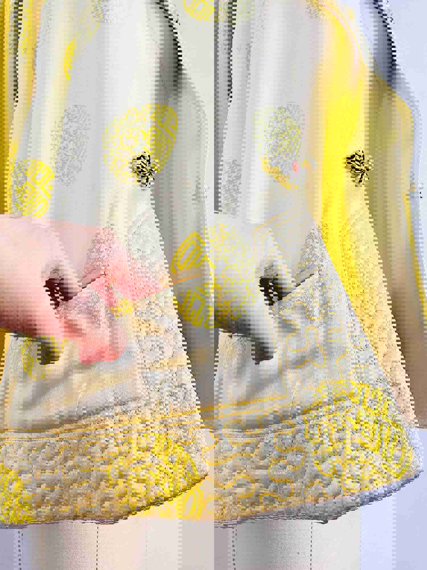 Vintage Chinese Embroidered Jacket with Pockets - Lemon Sorbet Color