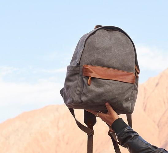 Cool Canvas Gray Mens Backpack - Durable Travel & School Bag