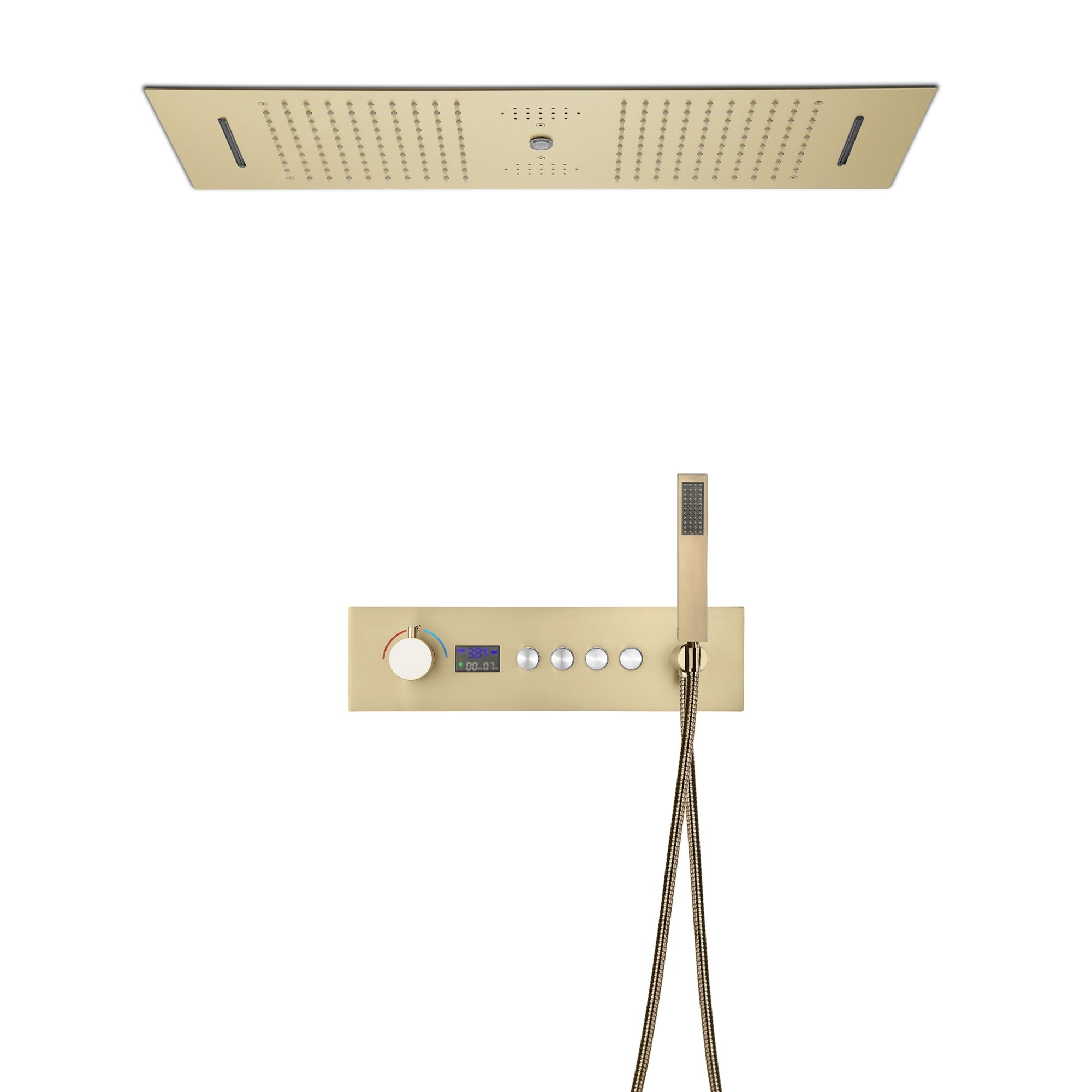 Niagara 36 Complete Luxury Thermostatic LED Music Shower Set with Waterfall Rainfall Water Column Functions