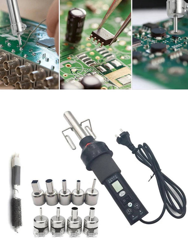 450W Soldering Hot Air Gun with 9pcs Wind Nozzle - Electronic Heat Tool for SMD SOIC CHIP BGA