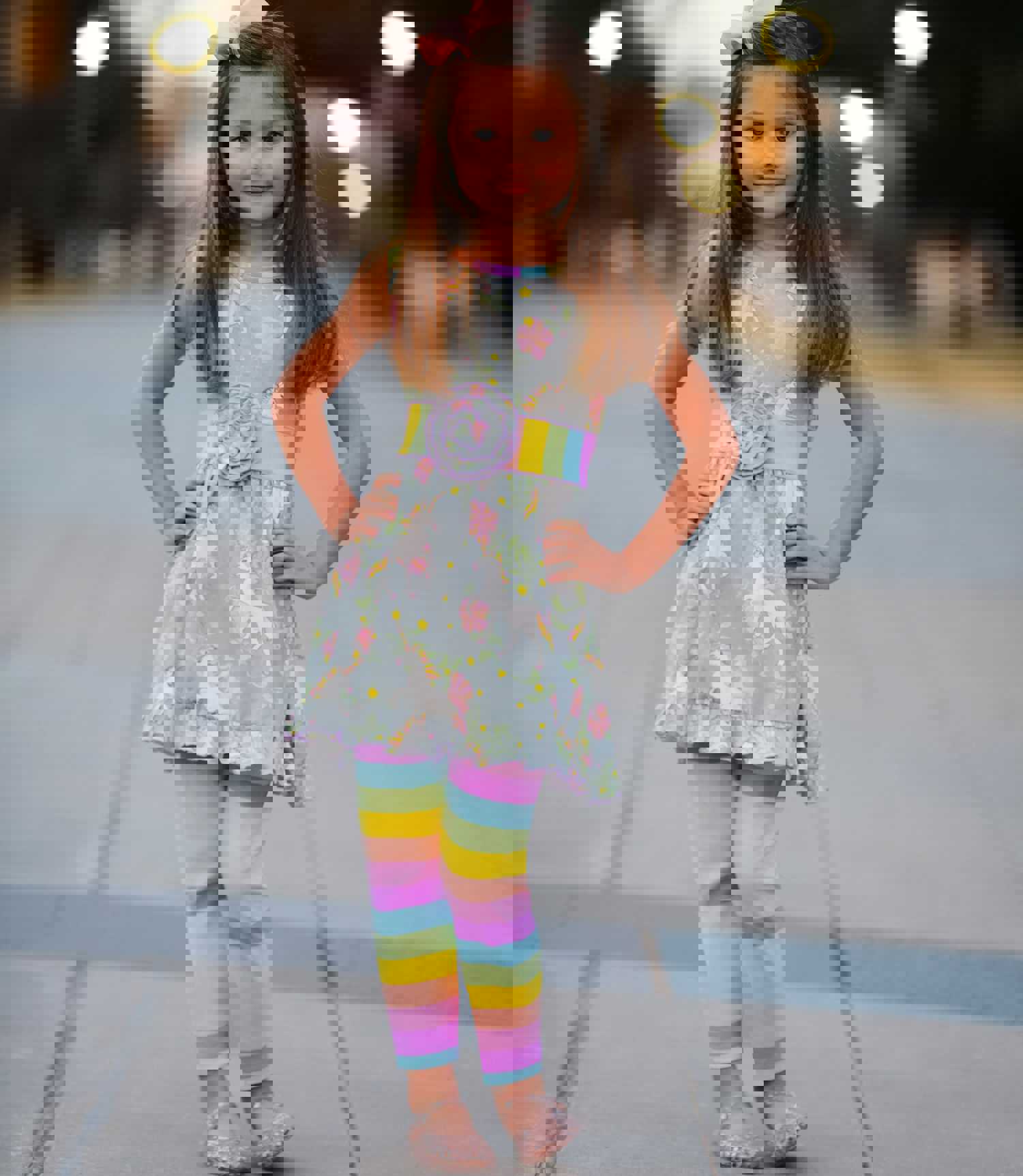 AnnLoren Big Girls Unicorns Rainbow Dress Leggings Boutique Clothing Set