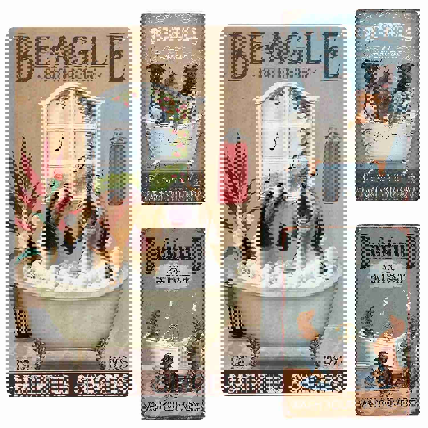 1pc Pitbull Metal Sign - Vintage Beagle Dog Bathroom Decor, Retro Aluminum Tin Sign for Kitchen, Home, Office, Bar, Cafe (8X12 Inch)